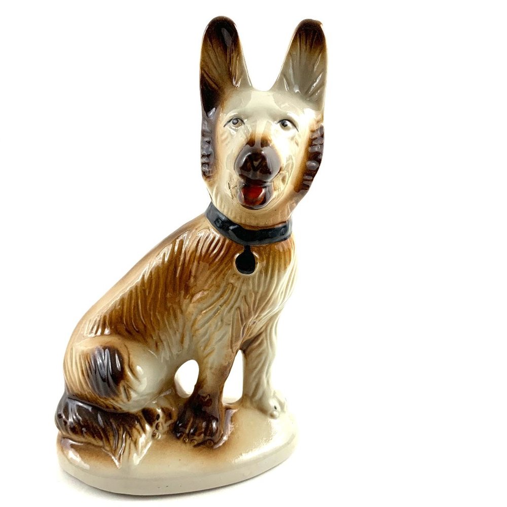 Vintage Brazilian Porcelain Figurine:  German Shepherd. 8 x 5 inches. VGC!